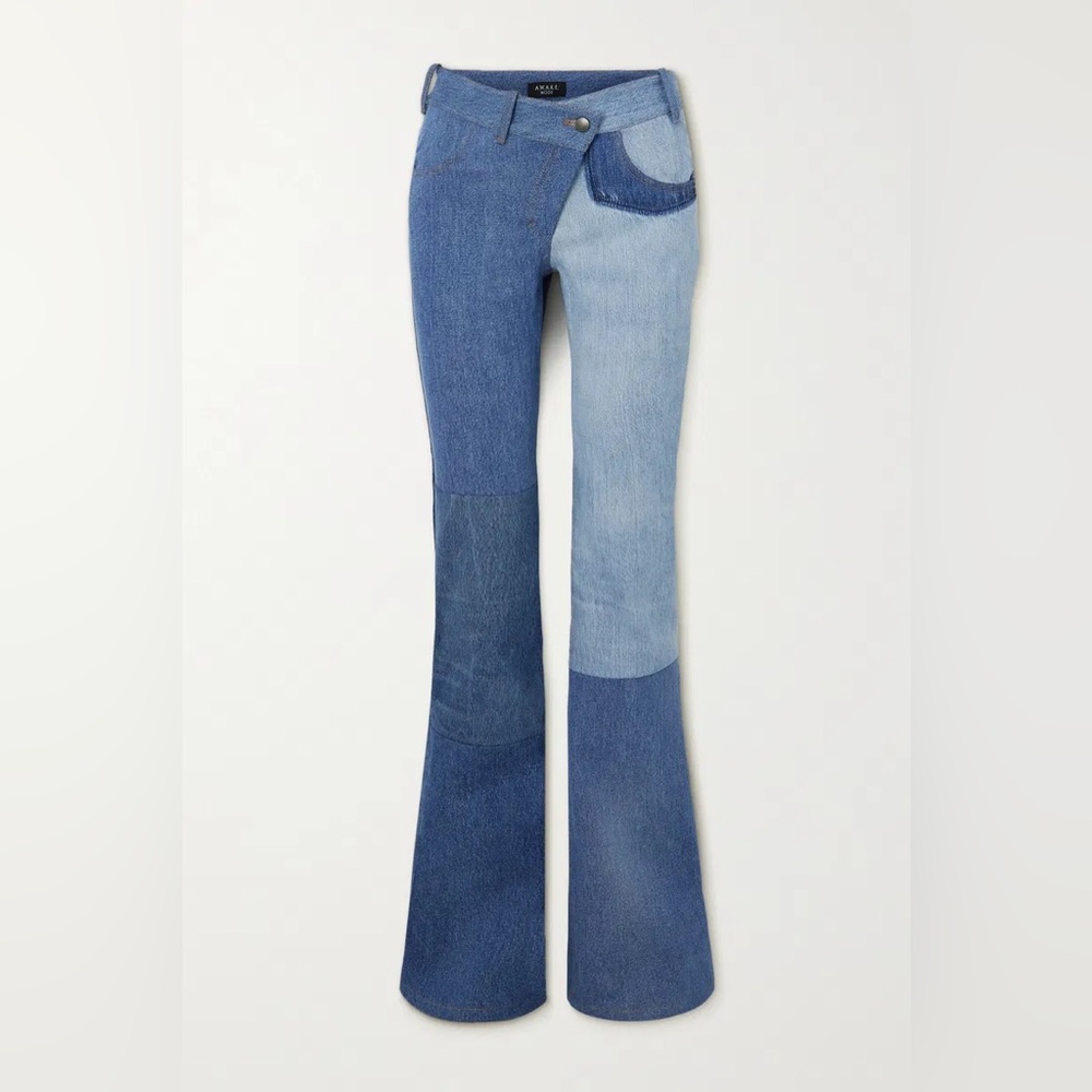 ✨A.W.A.K.E. MODE✨Patchwork Low-Rise Flared Jeans - Picture 2 of 9